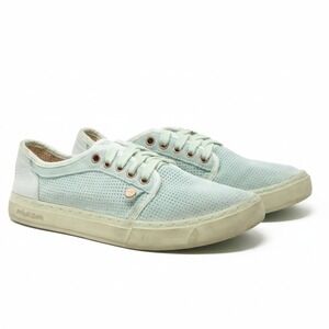 Satorisan Heisei Women's Mint Green Perforated Suede Low Top Sneakers 39 - 8US